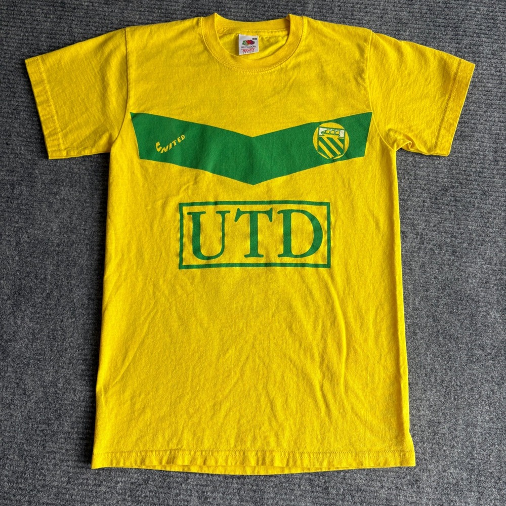 Manchester United 4 Life Newton Heath FC T-Shirt Yellow Green Small Soccer Tee